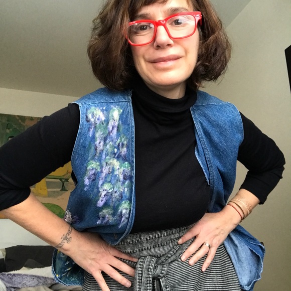 Vintage Hand Painted Jean Vest - Picture 4 of 12